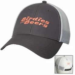 Stroke Play Golf Apparel Birdies And Beers Trucker Hat -Hot Sale golf clubs Shop BirdiesandBeersGreyandCoral