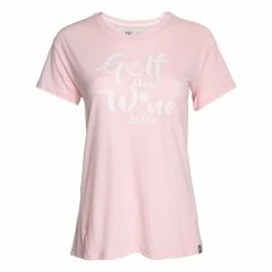 Stroke Play Golf Apparel Golf Now, Wine Later Women's T-Shirt -Hot Sale golf clubs Shop Golf Now Pink
