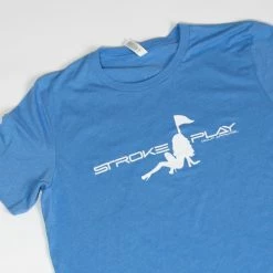 Stroke Play Golf Apparel Stroke Play Men's T-Shirt -Hot Sale golf clubs Shop Stroke Play logo tshirt t logo blue cotton poly